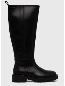 Usnjeni elegantni škornji Vagabond Shoemakers Kenova ženski, črna barva