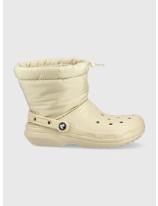 Snežke Crocs Classic Lined Neo Puff Boot bež barva