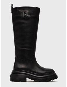 Usnjeni elegantni škornji Karl Lagerfeld Danton ženski, črna barva