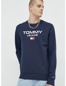 Bombažen pulover Tommy Jeans moška, mornarsko modra barva,