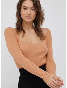Pulover s primesjo volne Calvin Klein ženski, oranžna barva,