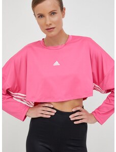Majica z dolgimi rokavi za vadbo adidas Hyperglam roza barva