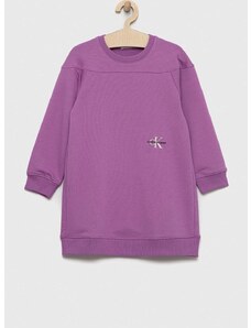 Otroška obleka Calvin Klein Jeans vijolična barva,