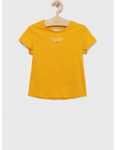 Otroška bombažna kratka majica Tommy Hilfiger rumena barva