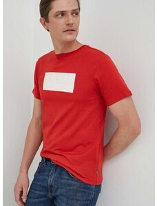 Bombažna kratka majica Guess rdeča barva
