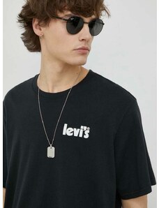 Bombažna kratka majica Levi's , črna barva