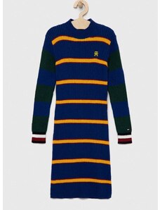 Otroška obleka iz volnene mešanice Tommy Hilfiger mornarsko modra barva