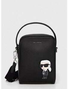 Usnjena torbica za okoli pasu Karl Lagerfeld črna barva