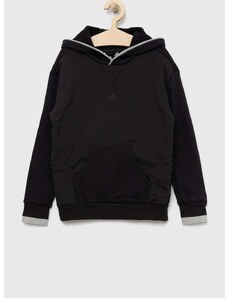 Otroški pulover adidas U FLEECE HD črna barva, s kapuco