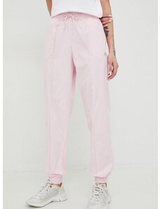 Bombažne hlače adidas ženski, roza barva