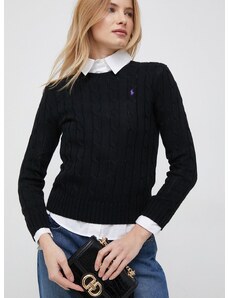 Bombažen pulover Polo Ralph Lauren črna barva