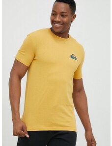 Bombažna kratka majica Quiksilver rumena barva