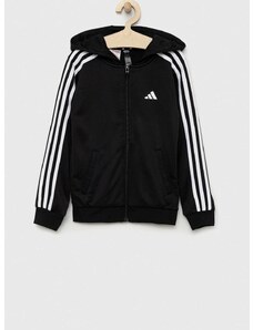Otroški pulover adidas U TR-ES 3S črna barva, s kapuco
