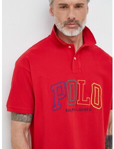 Bombažen polo Polo Ralph Lauren rdeča barva