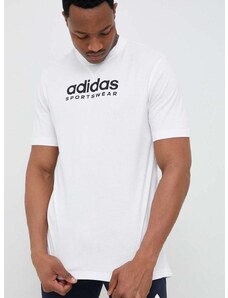 Bombažna kratka majica adidas bela barva