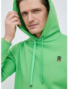 Bluza Tommy Hilfiger moška, zelena barva, s kapuco