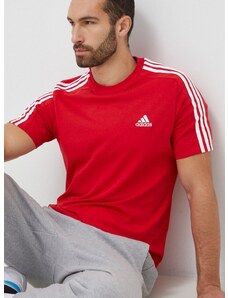 Bombažna kratka majica adidas rdeča barva