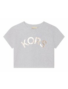Otroška bombažna kratka majica Michael Kors siva barva