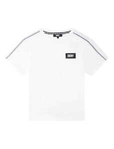 Otroška bombažna kratka majica Dkny bela barva