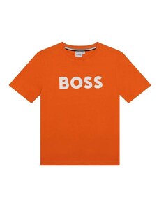 Otroška bombažna kratka majica BOSS oranžna barva