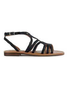 Usnjeni sandali Geox D SOZY S ženski, črna barva, D35LXA 00081 C9999