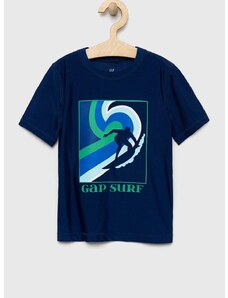 Otroška kratka majica GAP mornarsko modra barva