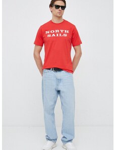 Bombažna kratka majica North Sails rdeča barva