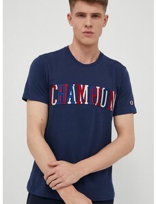 Bombažna kratka majica Champion mornarsko modra barva