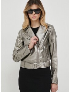 Biker jakna Guess ženska, srebrna barva