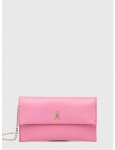 Usnjena večerna torbica Patrizia Pepe roza barva, 2B0050 L011