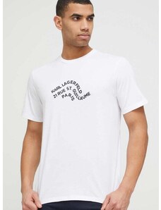 Bombažna kratka majica Karl Lagerfeld bela barva