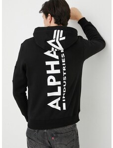 Pulover Alpha Industries moška, črna barva, s kapuco