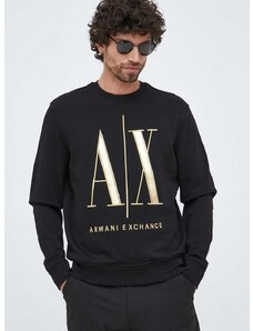 Bombažen pulover Armani Exchange moška, črna barva