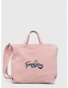Bombažna torba Tommy Jeans roza barva