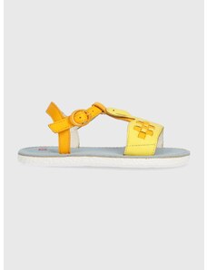 Otroški usnjeni sandali Camper rumena barva
