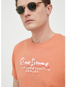 Bombažna kratka majica Pepe Jeans Richme oranžna barva