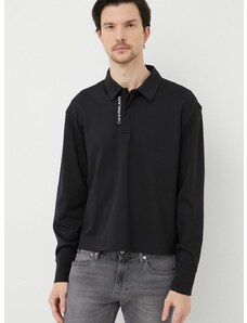Bombažna majica z dolgimi rokavi Calvin Klein Jeans črna barva