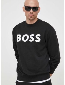Bombažen pulover BOSS BOSS ORANGE moški, črna barva