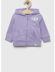 Pulover za dojenčka GAP x Disney vijolična barva, s kapuco