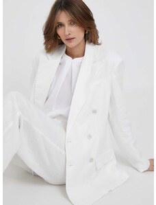 Lanen suknjič Polo Ralph Lauren bela barva