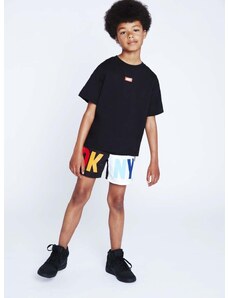 Otroška bombažna kratka majica Dkny črna barva