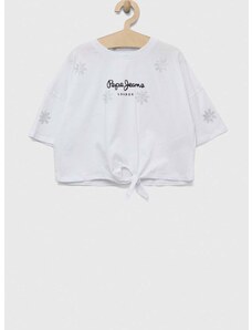 Otroška bombažna kratka majica Pepe Jeans Garland bela barva