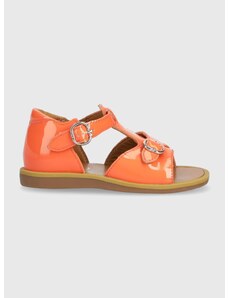 Otroški usnjeni sandali Pom D'api oranžna barva