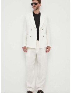 Platnena obleka Emporio Armani bela barva