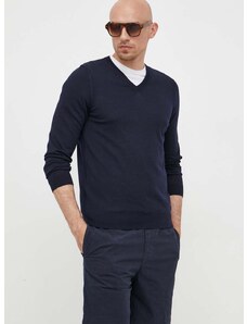 Volnen pulover BOSS moški, mornarsko modra barva