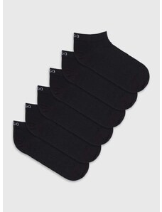 Nogavice HUGO 6-pack ženski, črna barva