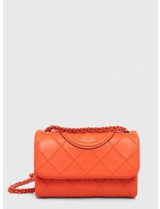 Usnjena torbica Tory Burch oranžna barva