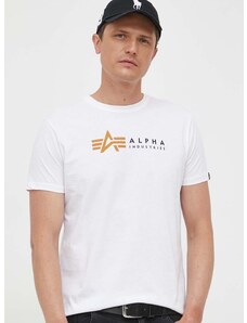 Bombažna kratka majica Alpha Industries Koszulka Alpha Industries Alpha Label T 118502 09 bela barva