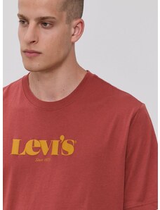 Bombažen t-shirt Levi's rdeča barva