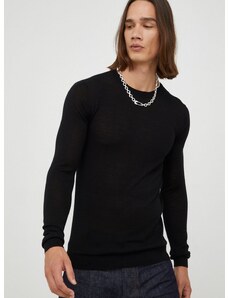 Volnen pulover Bruuns Bazaar moški, črna barva